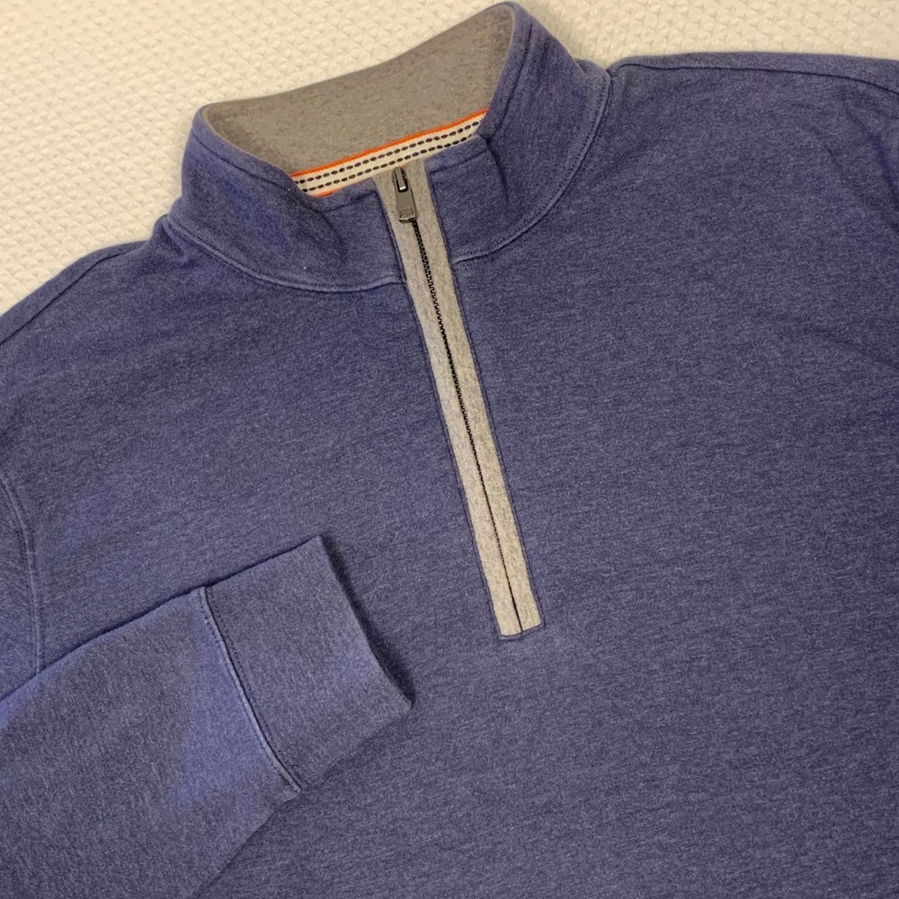 The Normal Brand Mens Navy Blue Heather Quarter Zip Pullover Sweater Large